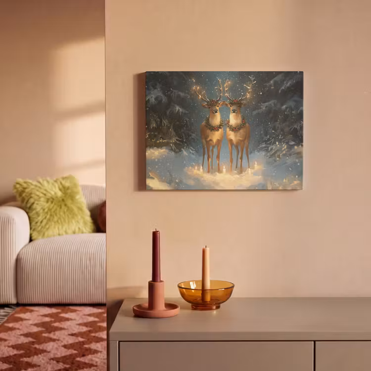 Akoestisch schilderij - Dennensprookje - Rendier - Nacht — 2