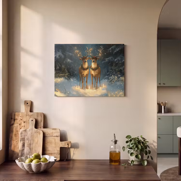 Akoestisch schilderij - Dennensprookje - Rendier - Nacht — 3