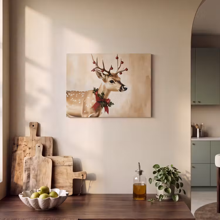Akoestisch schilderij - Gewei - Kerst - Rendier - Rood — 3