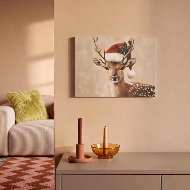 Akoestisch schilderij - Kerst - Hert - Gewei - Rood — 2