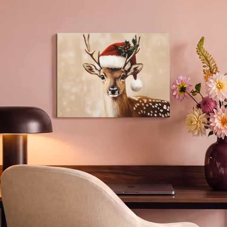 Akoestisch schilderij - Kerst - Hert - Gewei - Rood — 4