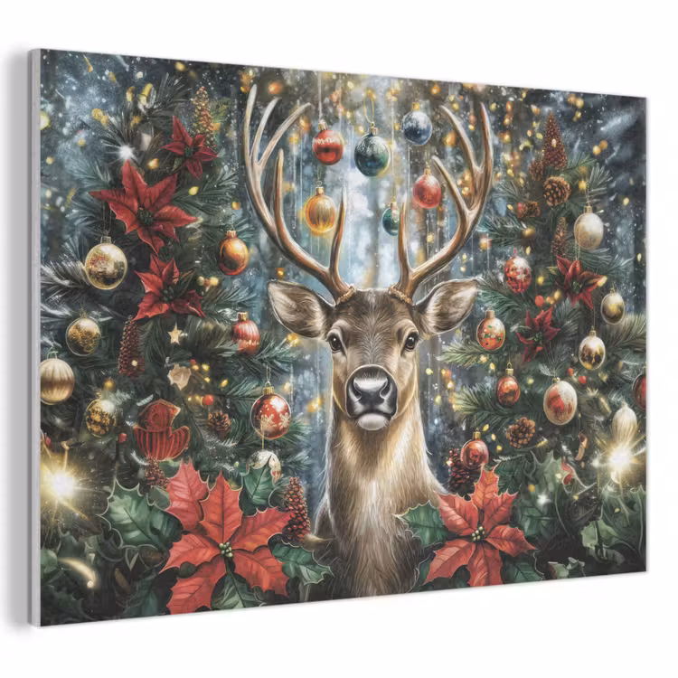 Akoestisch schilderij - Kerstfeest - Dennenbos - Rood — 1