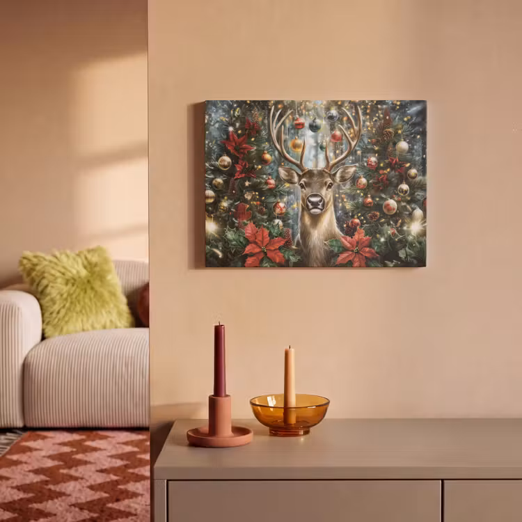 Akoestisch schilderij - Kerstfeest - Dennenbos - Rood — 2