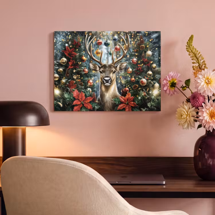 Akoestisch schilderij - Kerstfeest - Dennenbos - Rood — 4