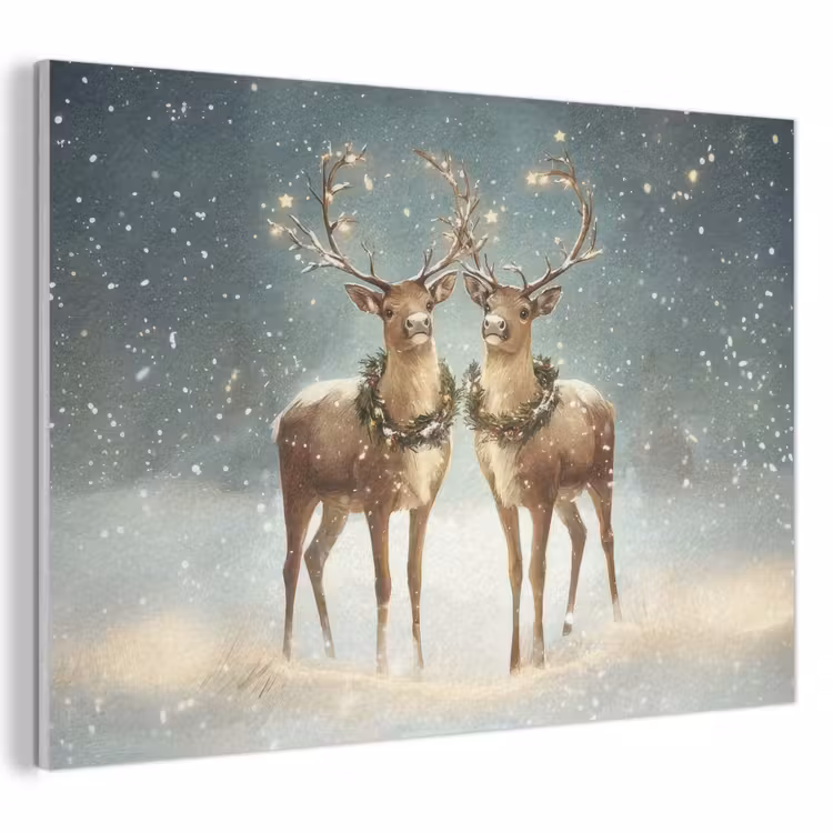 Akoestisch schilderij - Kerstmagie - Winterwoud - Rendier — 1