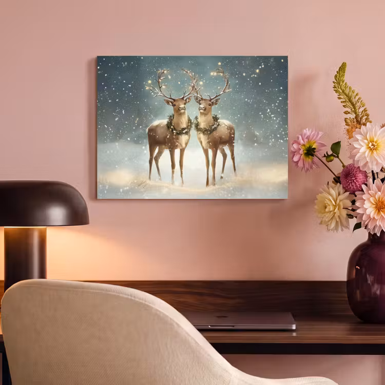 Akoestisch schilderij - Kerstmagie - Winterwoud - Rendier — 4