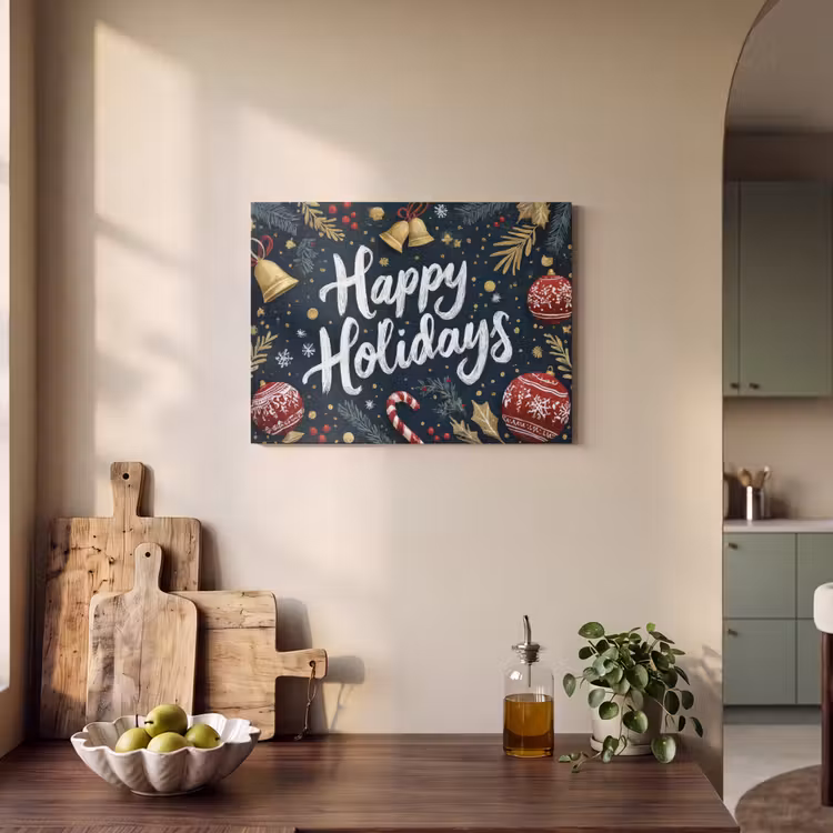 Akoestisch schilderij - Feestelijk - Kerstgroet - Kleurrijk — 3