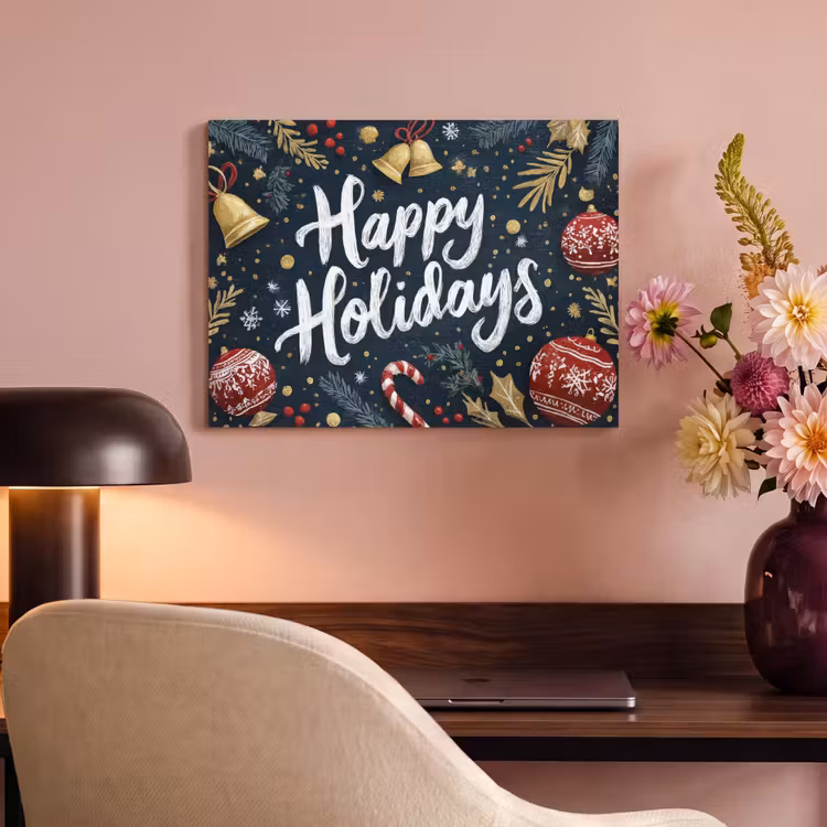 Akoestisch schilderij - Feestelijk - Kerstgroet - Kleurrijk — 4