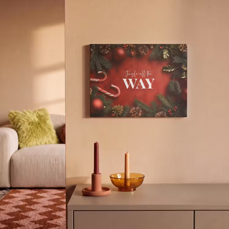 Akoestisch schilderij - Kerst - Quote - Rood - Kerstballen — 2