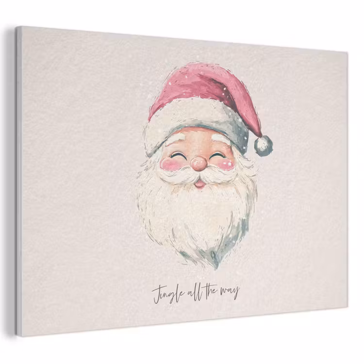 Akoestisch schilderij - Kerstman - Kerst - Quote - Beige — 1