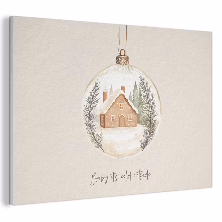 Akoestisch schilderij - Quote - Winter - Kerst - Beige - Kerstbal — 1