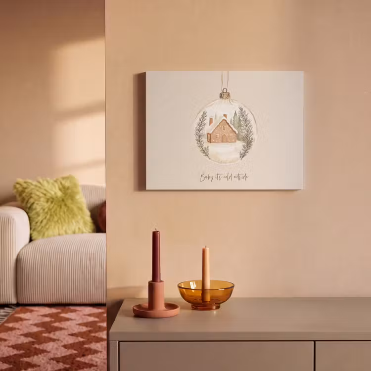 Akoestisch schilderij - Quote - Winter - Kerst - Beige - Kerstbal — 2