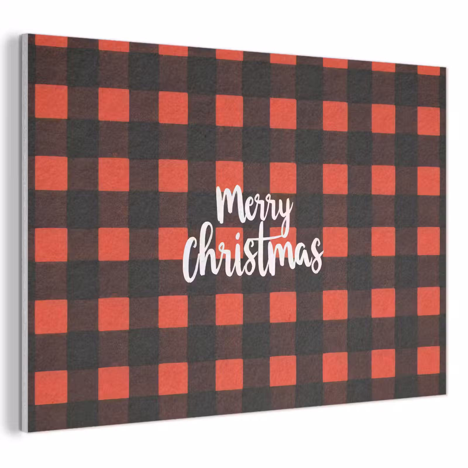 Akoestisch schilderij - Geruit - Rood - Tekst - Christmas — 1