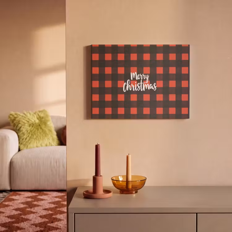 Akoestisch schilderij - Geruit - Rood - Tekst - Christmas — 2