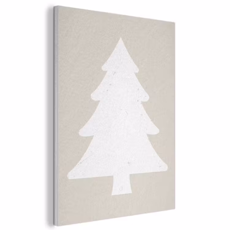 Akoestisch schilderij - Japandi - Kerstboom - Beige - Kerstversiering — 1