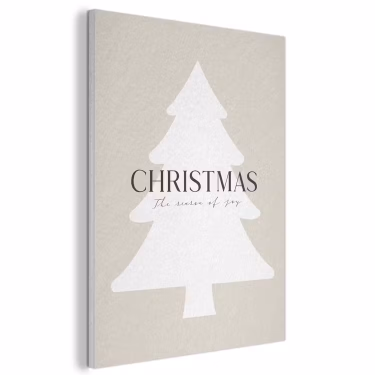 Akoestisch schilderij - Kerstboom - Japandi - Christmas - Beige — 1