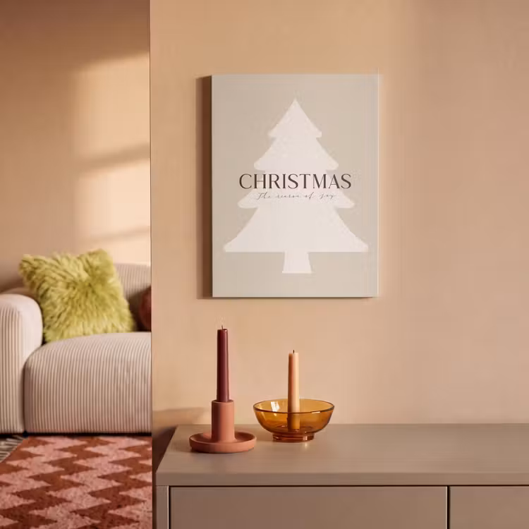 Akoestisch schilderij - Kerstboom - Japandi - Christmas - Beige — 2