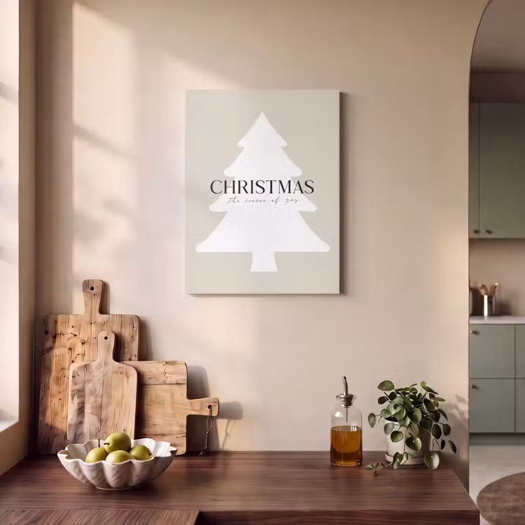Akoestisch schilderij - Kerstboom - Japandi - Christmas - Beige — 3