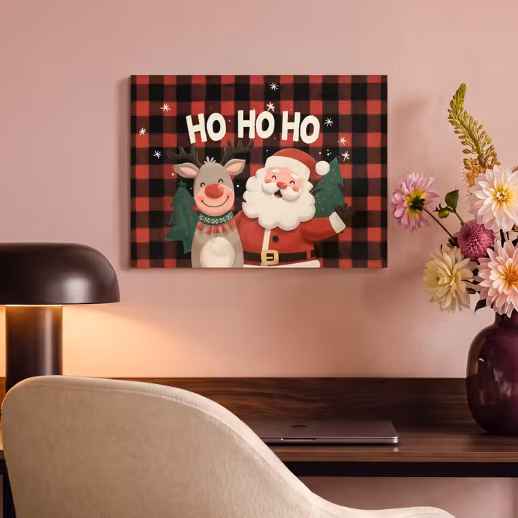 Akoestisch schilderij - Kerstman - Rendier - Tekst - Rood - Zwart — 4