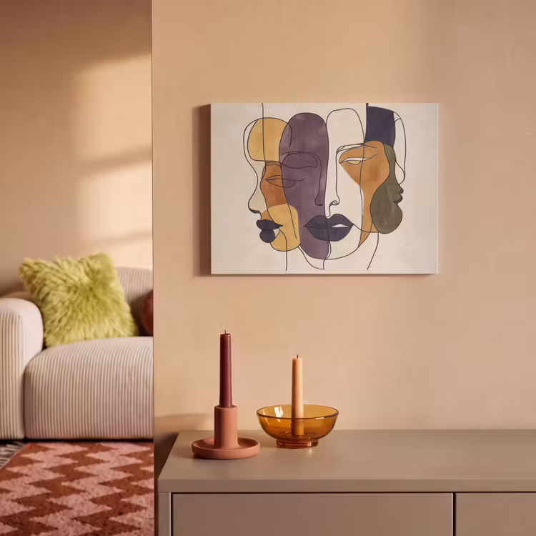 Akoestisch schilderij - Abstract - Overlappende gezichten - Paars - Donkergroen — 2