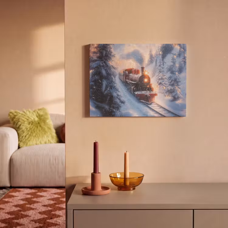 Akoestisch schilderij - Kersttrein - Sneeuw - Winter - Kerst — 2