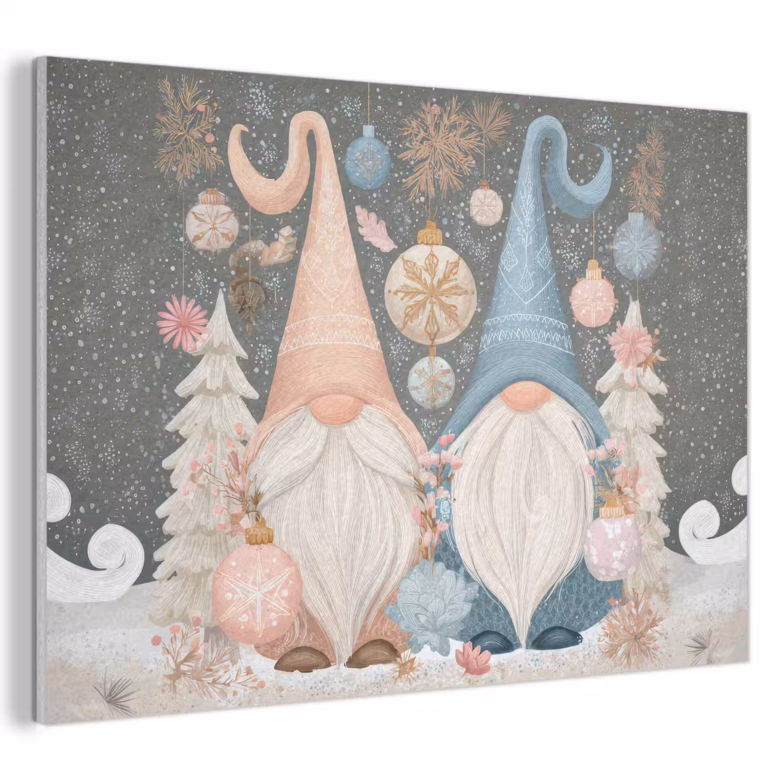 Akoestisch schilderij - Kerst - Gnomen - Pastel — 1