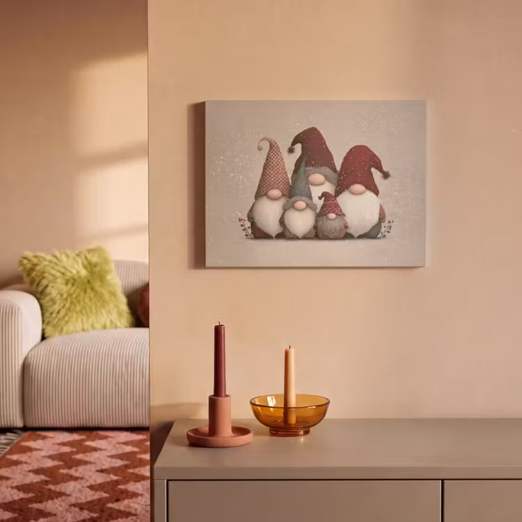 Akoestisch schilderij - Kabouters - Kerst - Sneeuw - Puntmutsen — 2