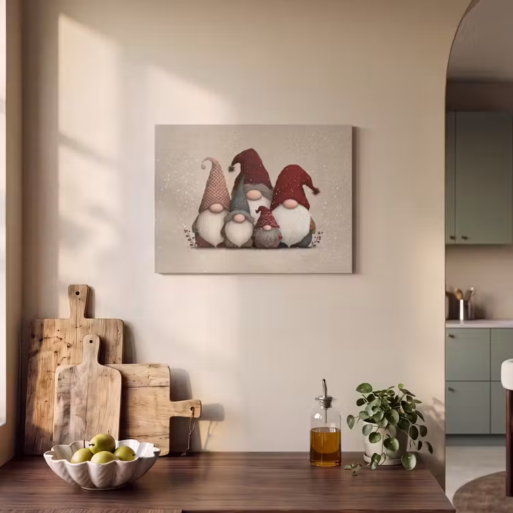 Akoestisch schilderij - Kabouters - Kerst - Sneeuw - Puntmutsen — 3