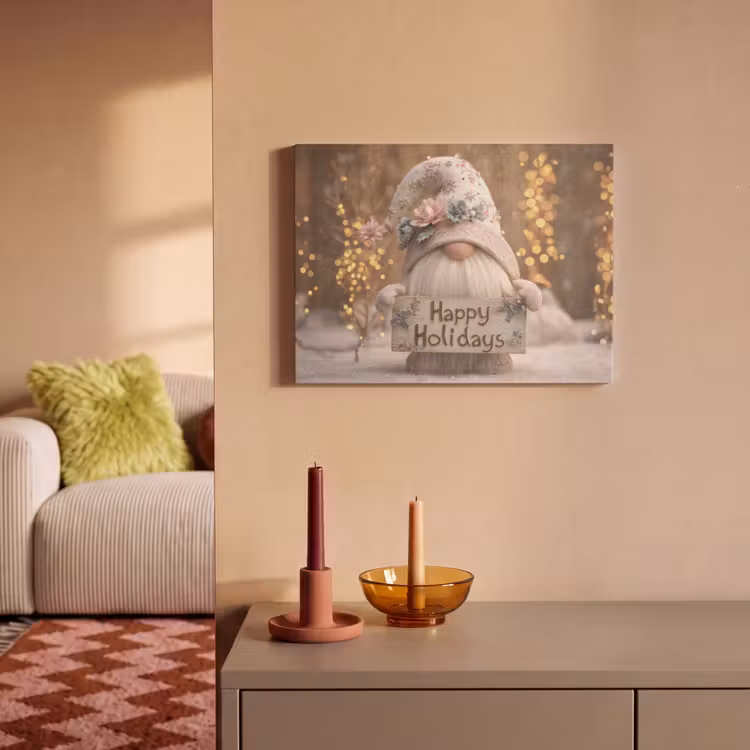 Akoestisch schilderij - Kerst - Gnome - Bord - Kleurrijk — 2