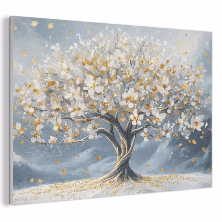 Akoestisch schilderij - Boom - Winter - Levensboom - Modern - Goud — 1