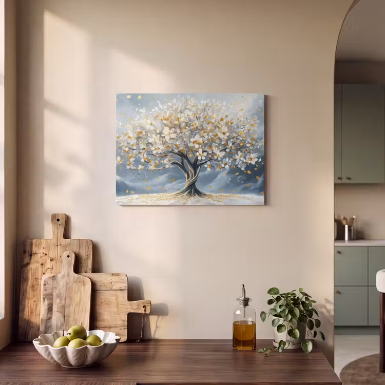 Akoestisch schilderij - Boom - Winter - Levensboom - Modern - Goud — 3