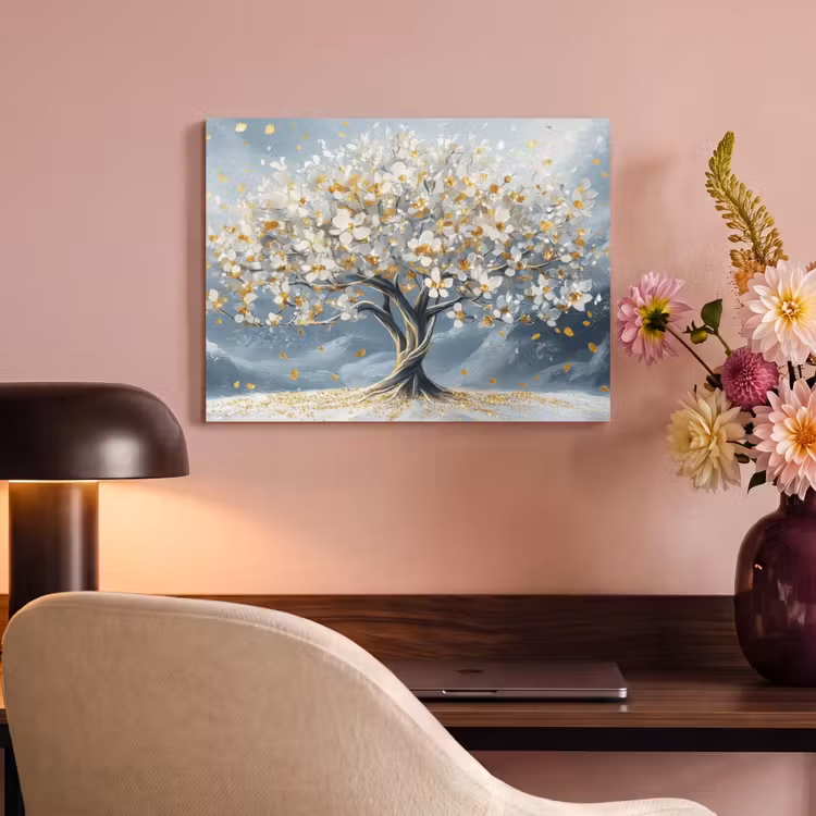 Akoestisch schilderij - Boom - Winter - Levensboom - Modern - Goud — 4