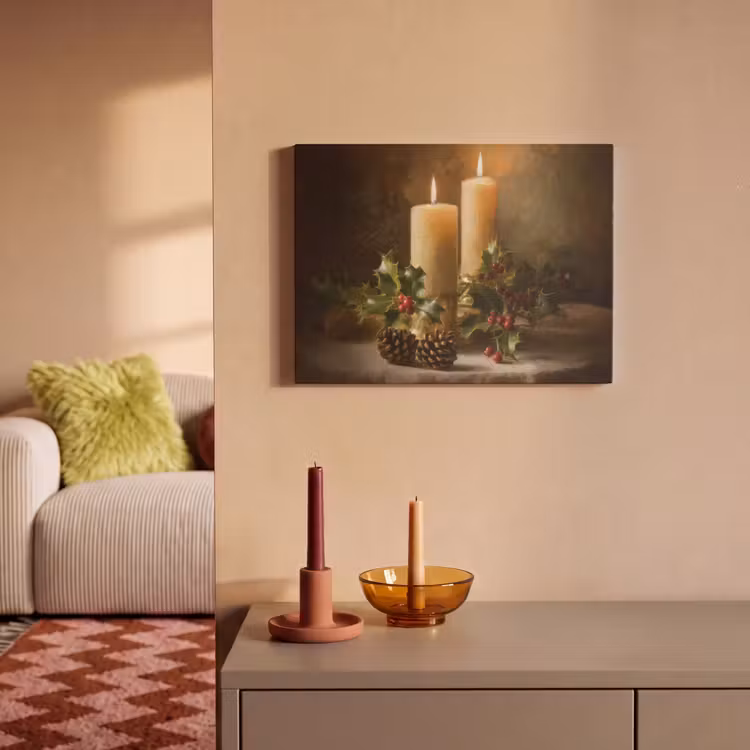 Akoestisch schilderij - Kaarslicht - Kerst - Veelkleurig — 2