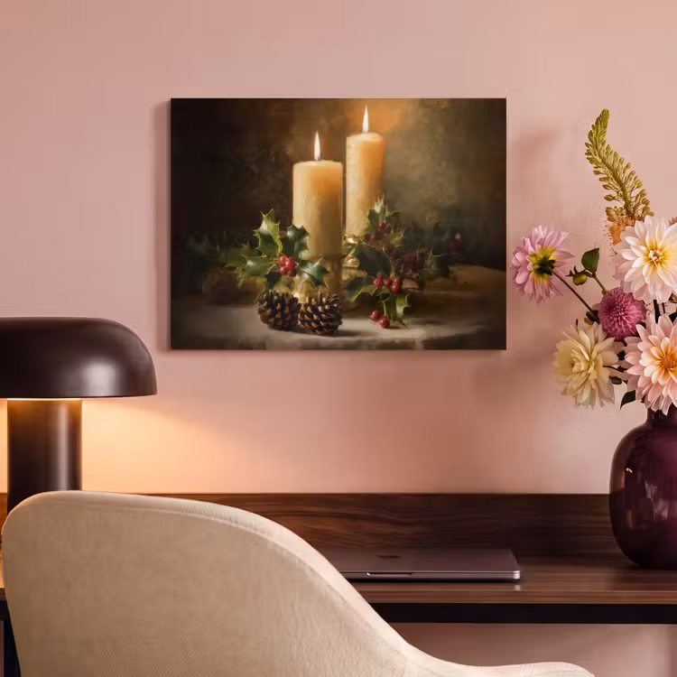 Akoestisch schilderij - Kaarslicht - Kerst - Veelkleurig — 4