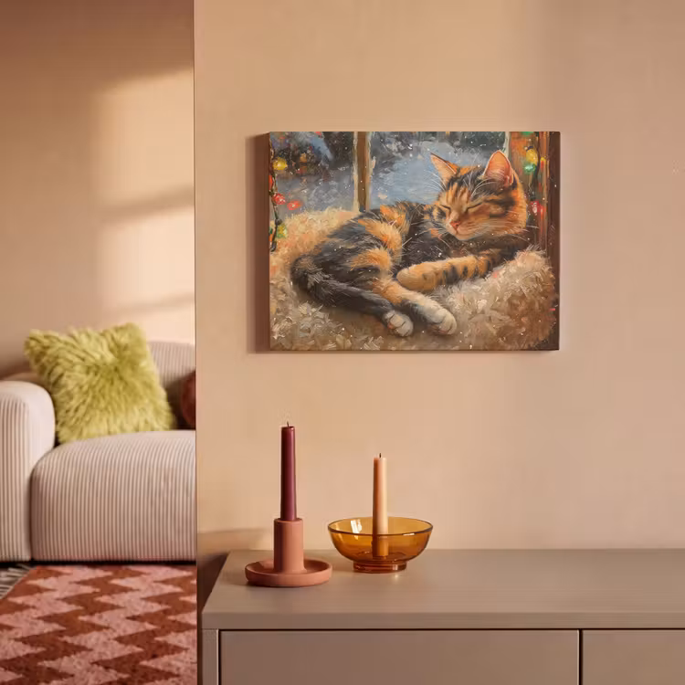 Akoestisch schilderij - Kat - Kerst - Winter - Dier — 2