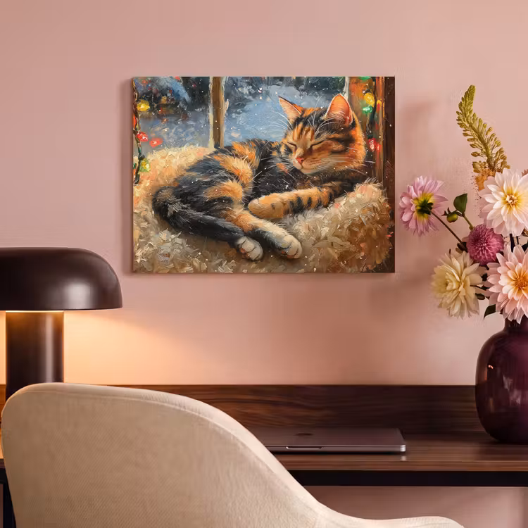 Akoestisch schilderij - Kat - Kerst - Winter - Dier — 4