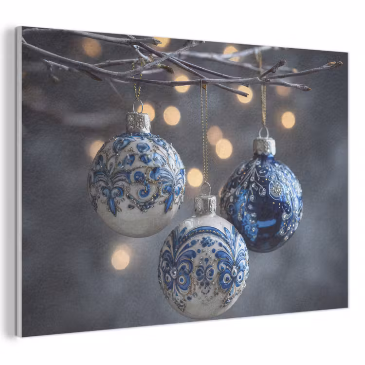 Akoestisch schilderij - Kerstbal - Versierd - Blauw — 1