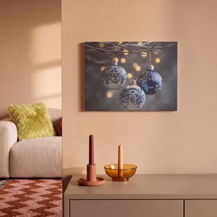 Akoestisch schilderij - Kerstbal - Versierd - Blauw — 2