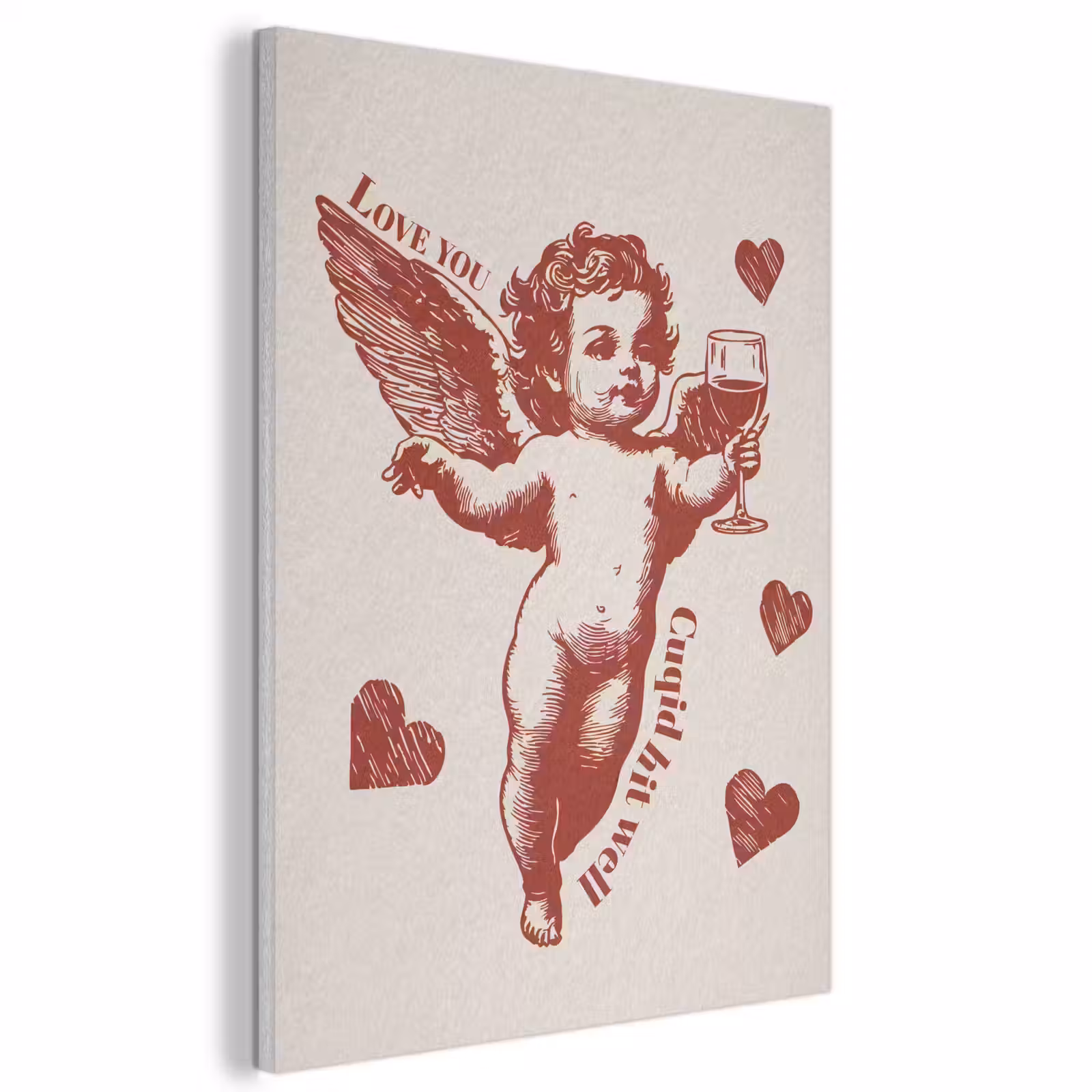 Akoestisch schilderij - Cupido - Hartjes - Rood - Klassiek — 1