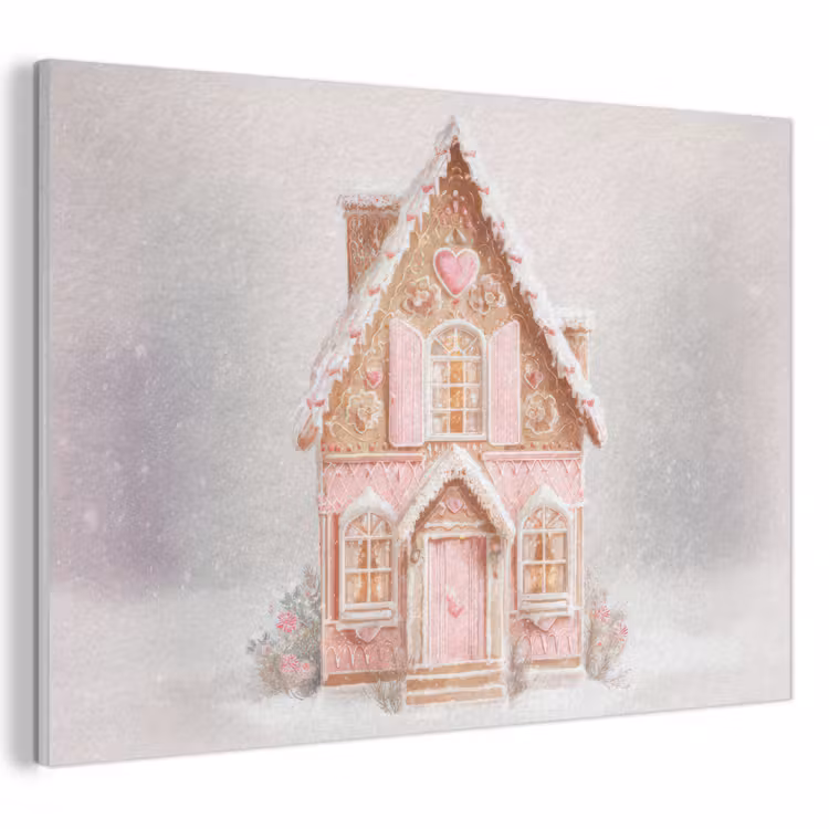 Akoestisch schilderij - Huisje - Suiker - Pastel — 1