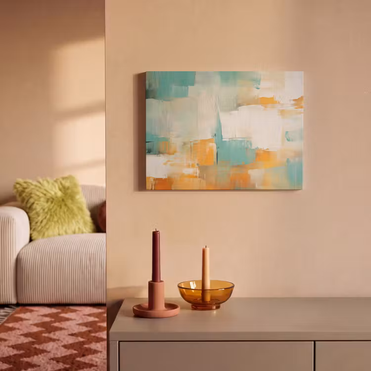Akoestisch schilderij - Kunst - Abstract - Blauw - Wit — 2