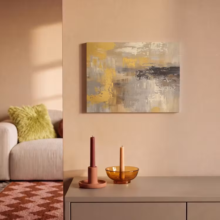 Akoestisch schilderij - Abstract - Geel - Modern - Beige — 2
