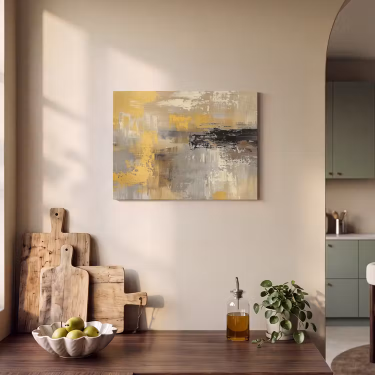 Akoestisch schilderij - Abstract - Geel - Modern - Beige — 3