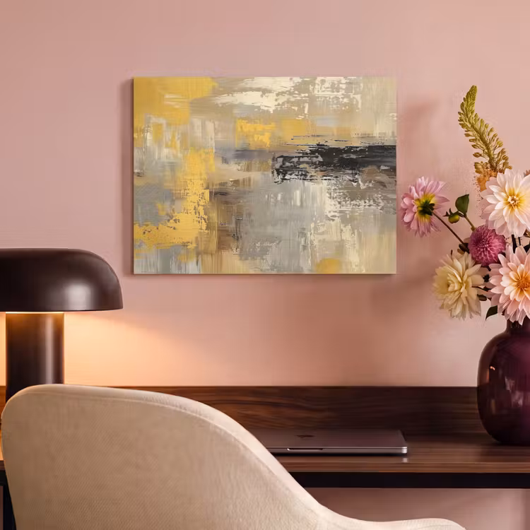 Akoestisch schilderij - Abstract - Geel - Modern - Beige — 4