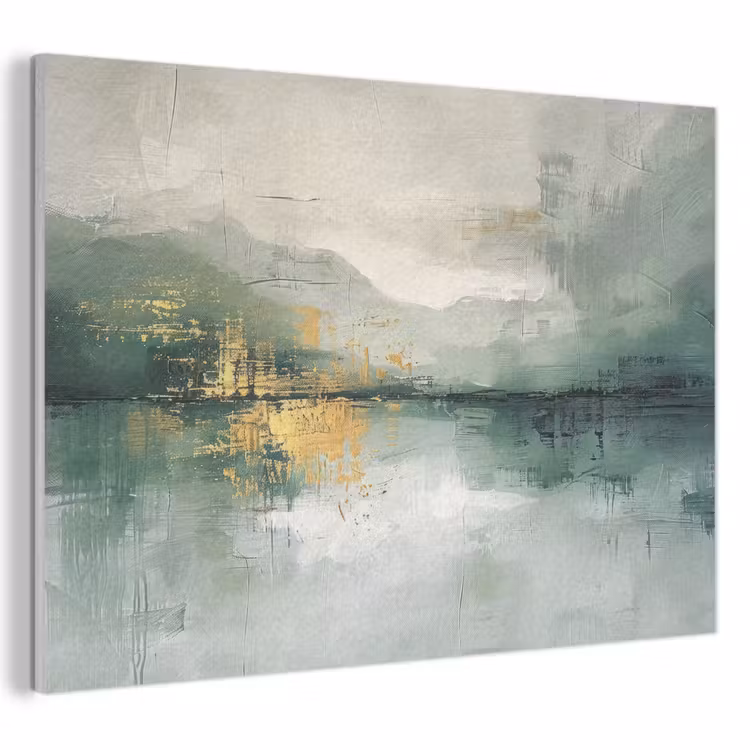 Akoestisch schilderij - Groen - Modern - Abstract - Goud — 1