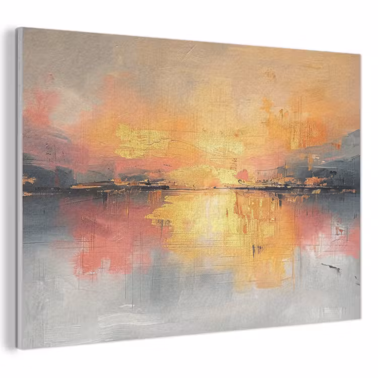 Akoestisch schilderij - Modern - Abstract - Goud - Roze — 1
