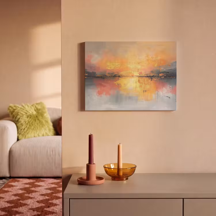 Akoestisch schilderij - Modern - Abstract - Goud - Roze — 2
