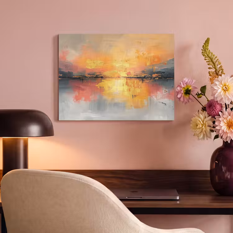 Akoestisch schilderij - Modern - Abstract - Goud - Roze — 4
