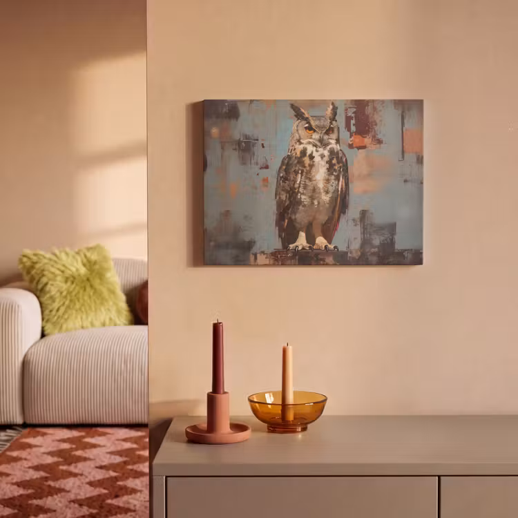 Akoestisch schilderij - Geschilderd - Abstract - Uil - Bruin — 2