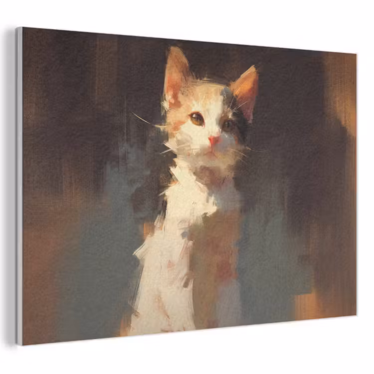 Akoestisch schilderij - Kat - Geschilderd - Artistiek - Wit — 1